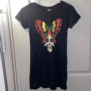 SOLD 🛑Don Ed Hardy Designs Black T-Shirt with Skull and Butterfly 🦋 💀